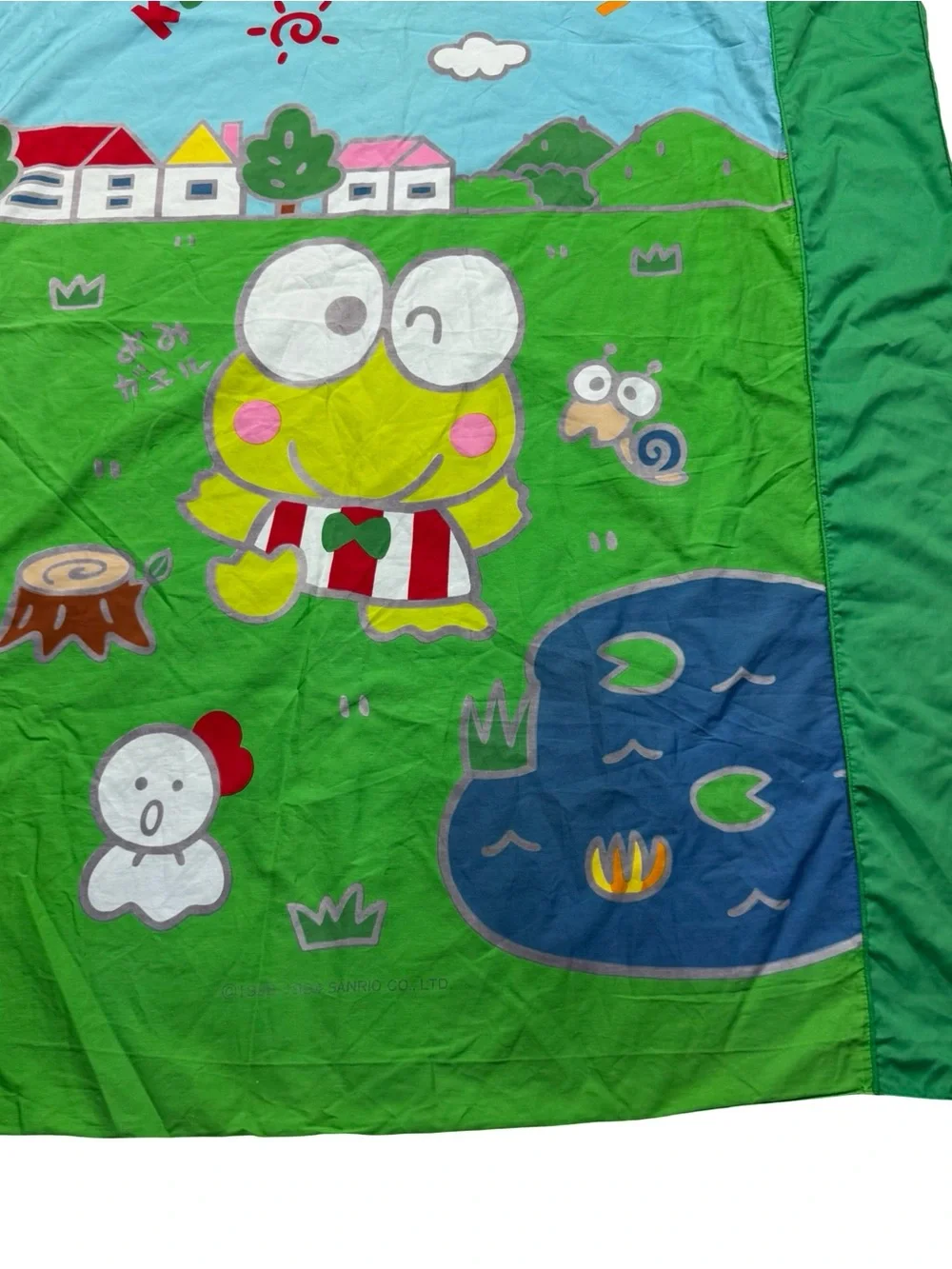 RARE Vintage Kero Kero Keroppi Sanrio Japan Green Duvet Cover Full Size 46 x 58